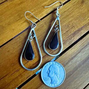 Black Onyx & Sterling Silver Swag Earrings